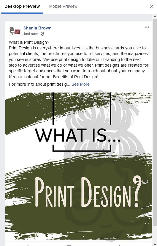 What is Print Design Facebook post preview